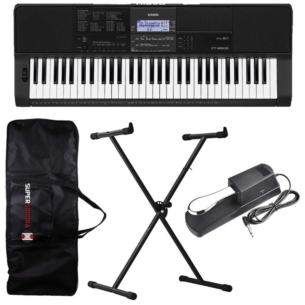 Kit Teclado Musical CT-X800 CASIO 61 teclas MIDI/USB + Suporte X +